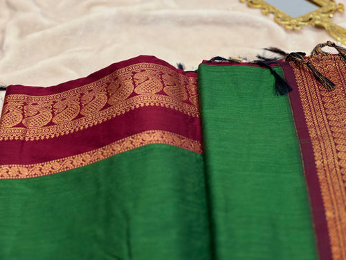 Forest handloom cotton saree by Ammavin Alamari – view 1