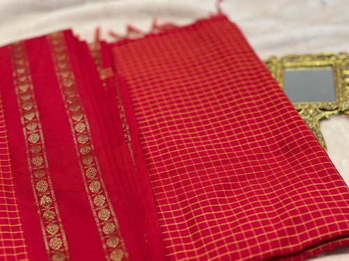 KumKum handloom cotton saree by Ammavin Alamari – view 2