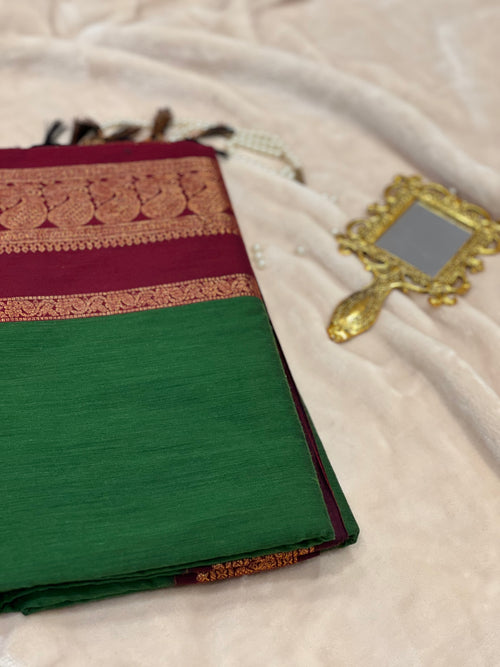 Forest handloom cotton saree by Ammavin Alamari – view 2