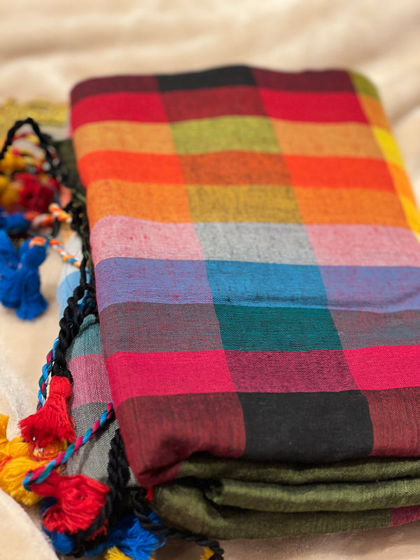 Green Kattam handloom cotton saree by Ammavin Alamari – view 1