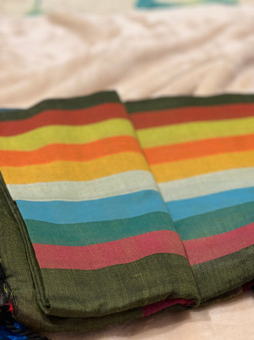 Green Kattam handloom cotton saree by Ammavin Alamari – view 2