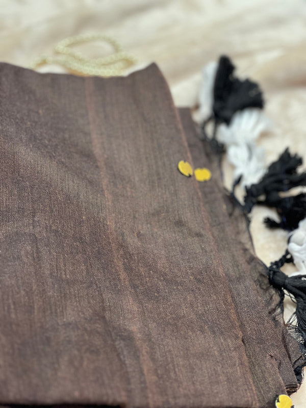 Coffee Bean handloom cotton saree by Ammavin Alamari – view 1