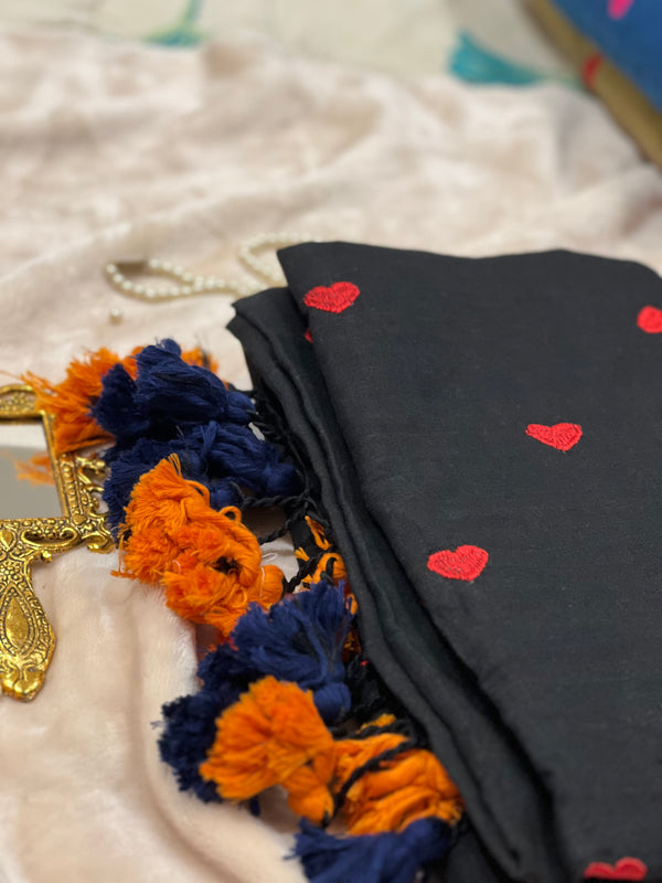 Black Swan handloom cotton saree by Ammavin Alamari – view 1